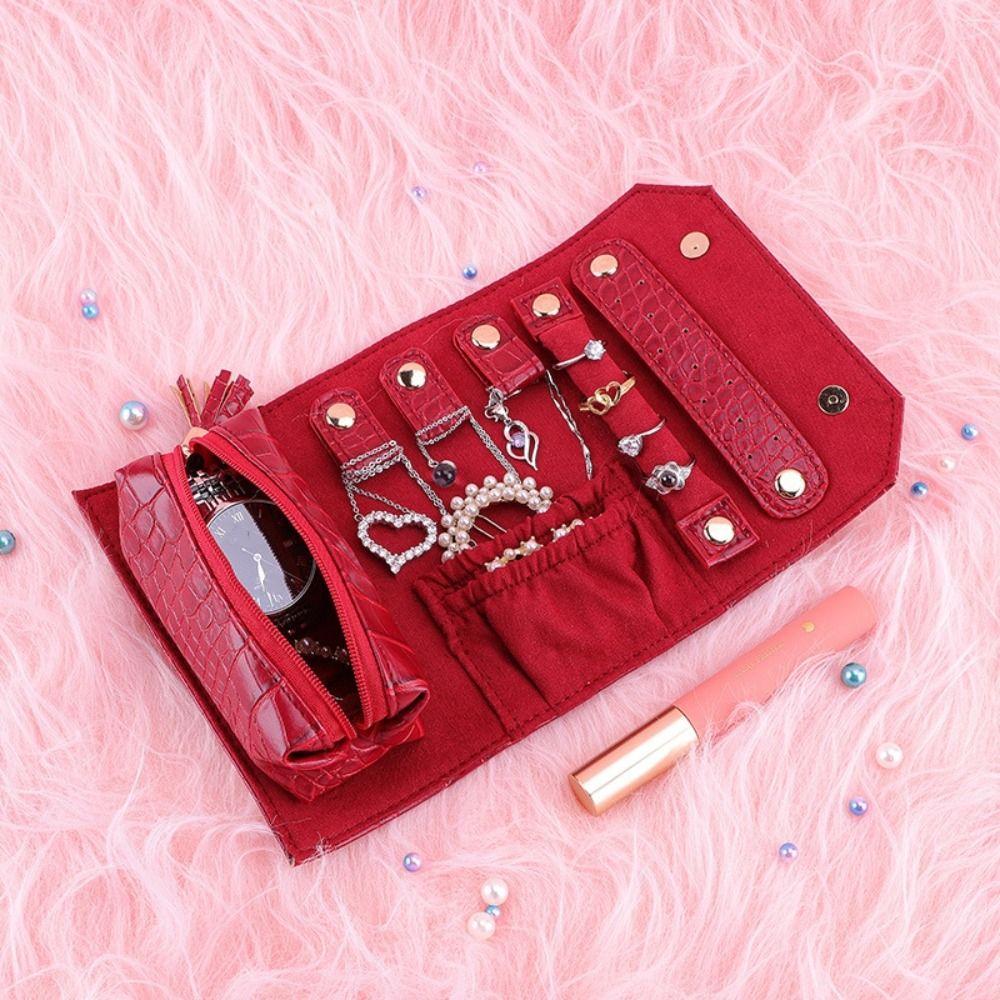 Alligator Pattern Portable Jewelry Boxes Large Capacity Travel Jewelry Organizer  Jewelry Storage