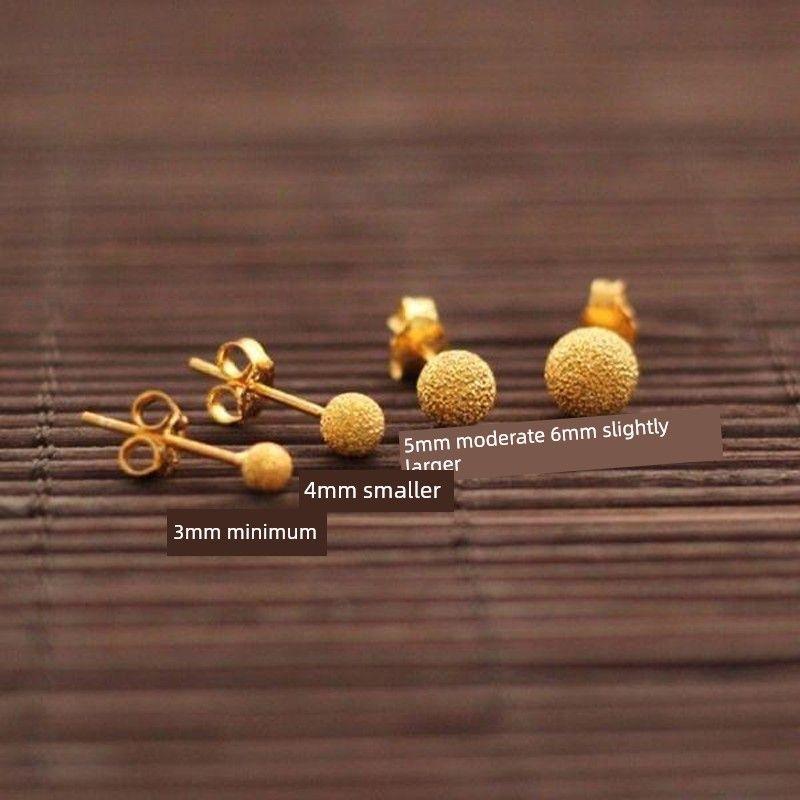 

Ancient Heritage Titanium Steel Plated 18K Little Golden Beans Stud Earrings Women s Small Daily Versatile Anti-Allergy Ear-Caring Earrings [6mm] Small Golden Bean-frosted-earrings