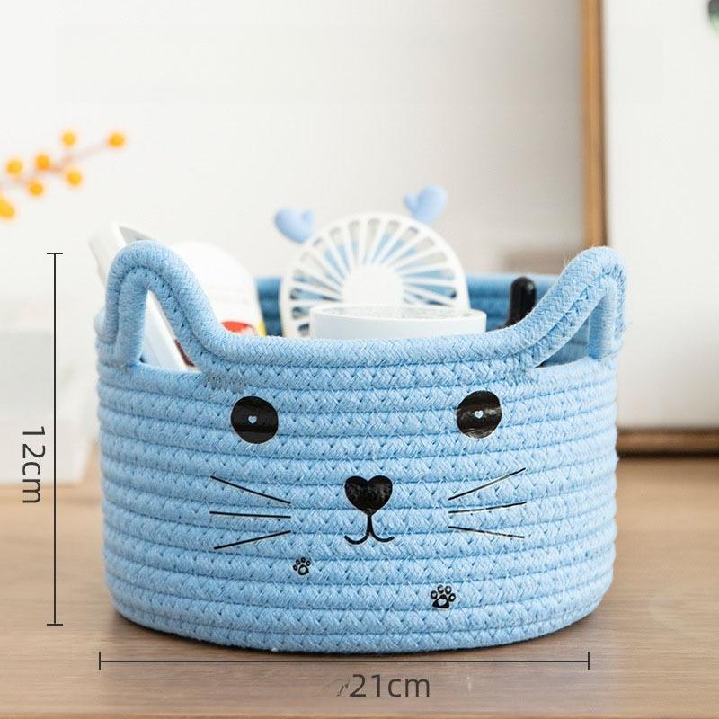 Cotton Rope Woven Creativity Storage Basket Home Living Room Coffee Table Snack Storage Box Desktop Storage Basket for Cosmetics and Skincare Products