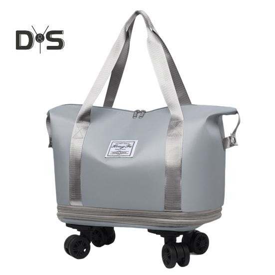 

Дорожная сумка-тележка с колесами, водонепроницаемая расширяемая сумка для ночевки, портативная складная сумка для выходного дня, для путешествий, шопинга, спортзала серый