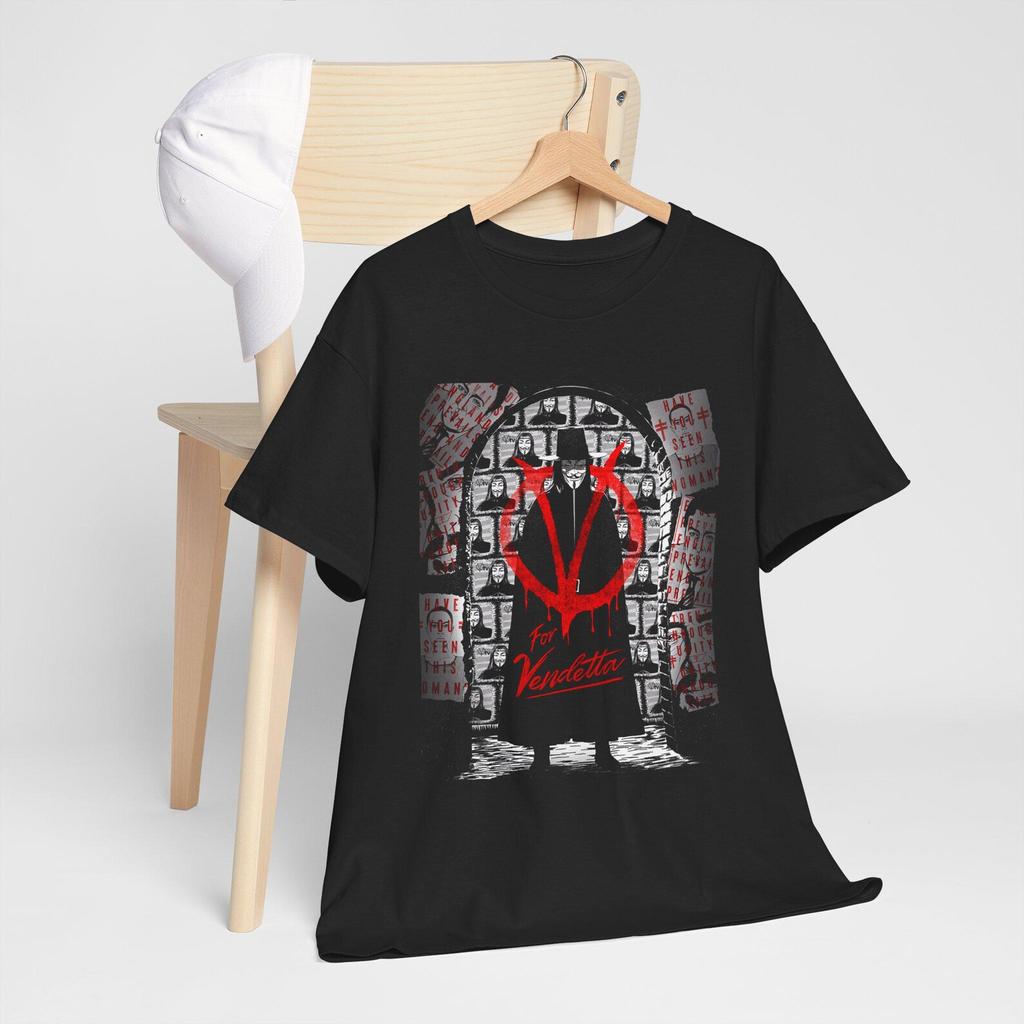V for Vendetta Thriller Movie Navy Black Tees T-Shirt Size S-5XL