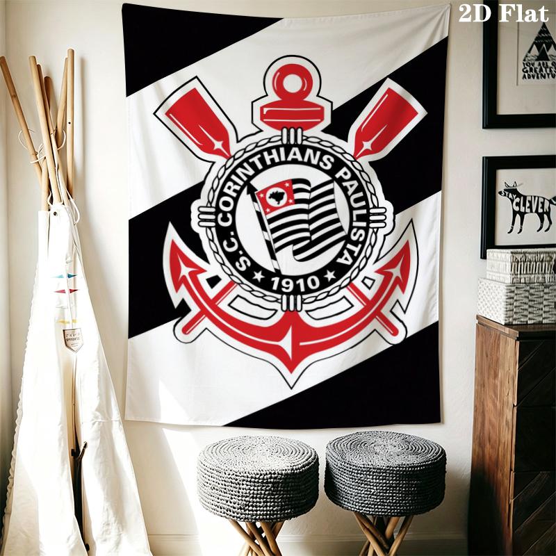 Corinthians Paulista Wandteppich Ästhetisches Wandbehang Gedruckter Stoffdecke Dekorative Wandteppiche für Schlafzimmer Wohnzimmer Heimdekoration