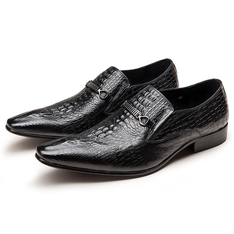 Men Casual Leather Shoes Crocodile Pattern Luxury Dress Shoes Slip-on Wedding Shoes Leather Brogues Big Size 38-48