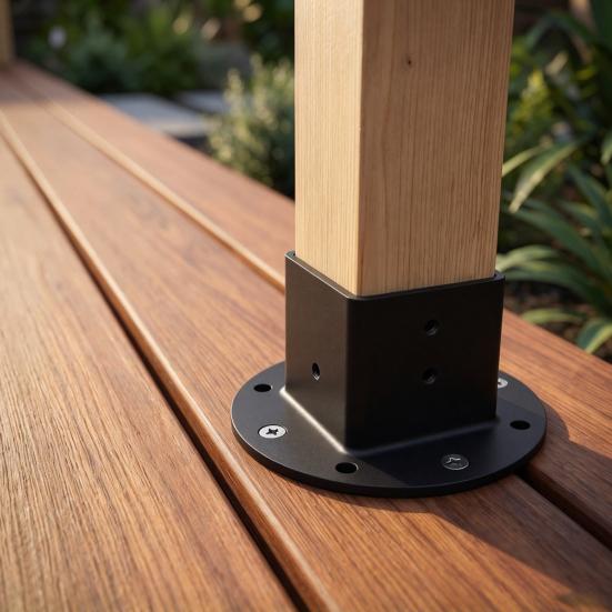Square Column Bracket 2" x Post Base, Heavy Duty Floor Flange Deck Fence Pergola for 2 Inch Post, Railing, Porch Handrails, Mailbox