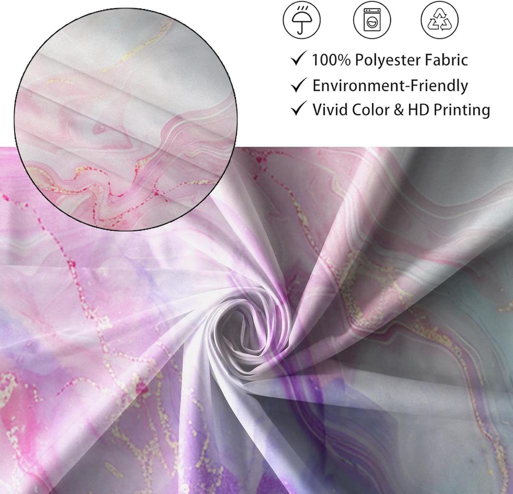Colored marble shower curtain abstract pink purple blue fluid ink art texture lines modern luxury fabric shower curtain
