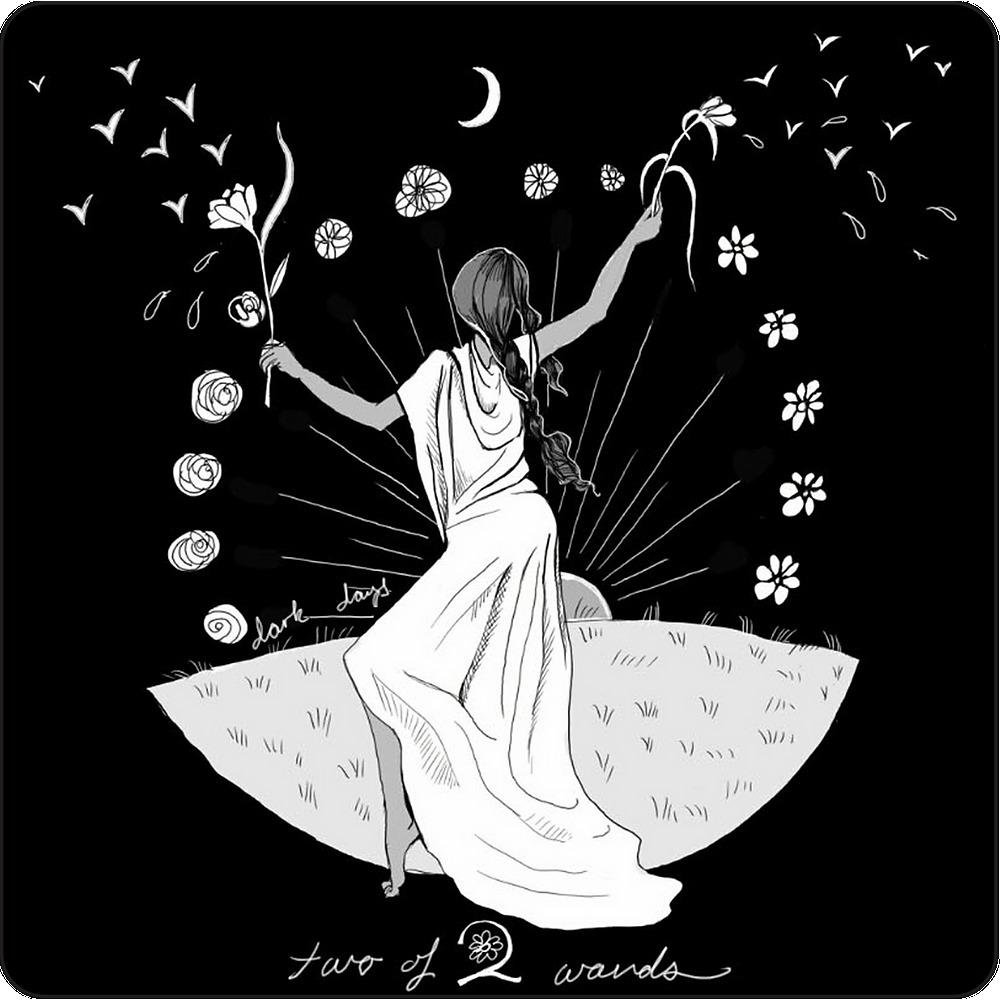 Dunkle Tage Tarot: Ein 78-Karten-Illustrations- und Wahrsagedeck, inspiriert von göttlicher weiblicher Energie, Schwarz-Weiß, 7,5 x 7,5 cm