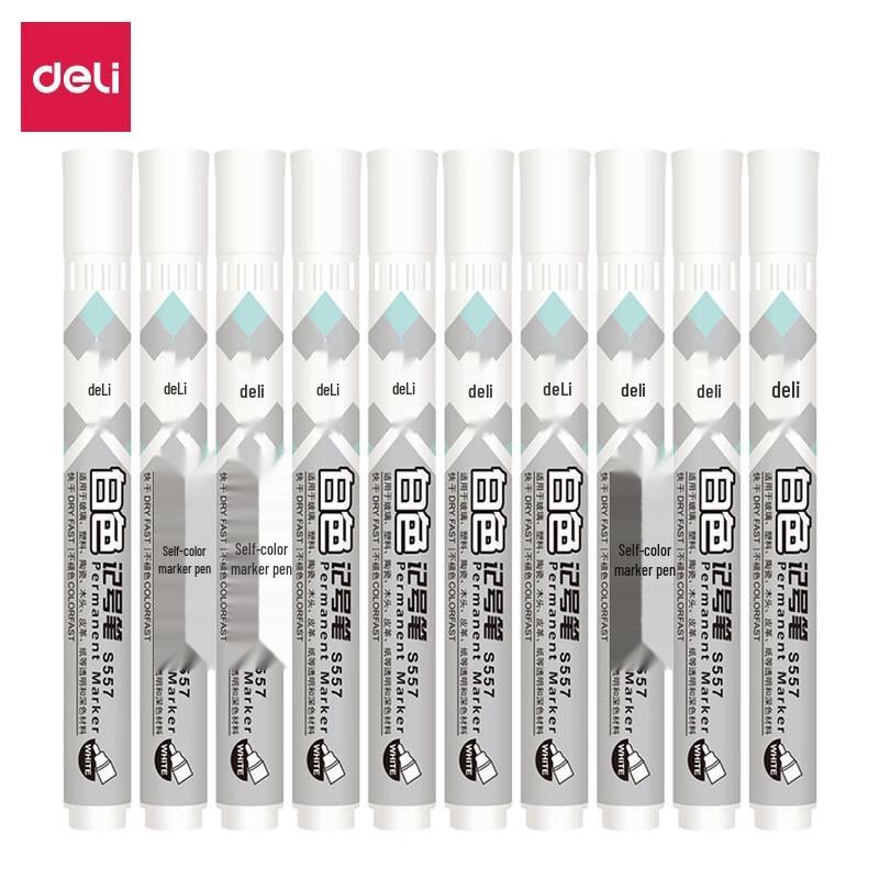 Deli S557 White Oil-Based Marker Pen