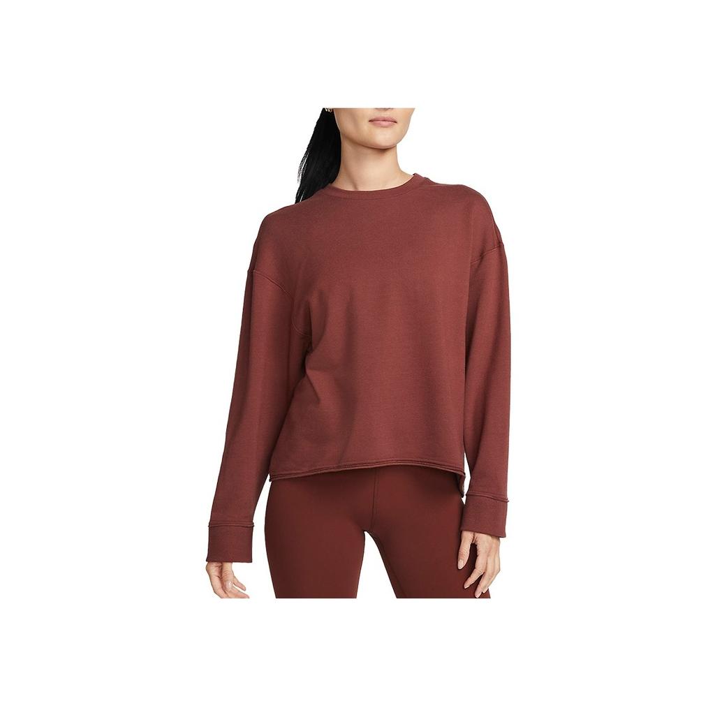 Nike Solid Color Crew Neck Sweatshirt Women Tops Dark-Red DM6976-231