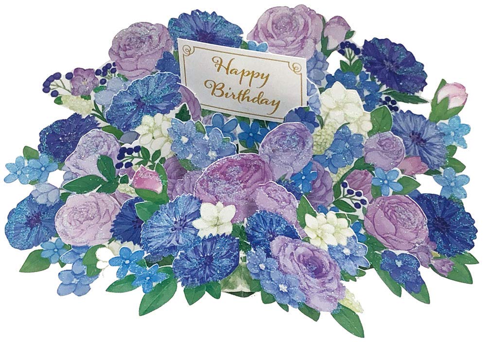 Sanrio Glitter Floral Card P1712 FA12-0 синий