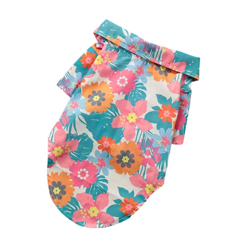 Girl Cats Shirt Costume Apparel Beach Dress Floral Shirt for Puppy Dog and Cats Floral Dress Photo Props