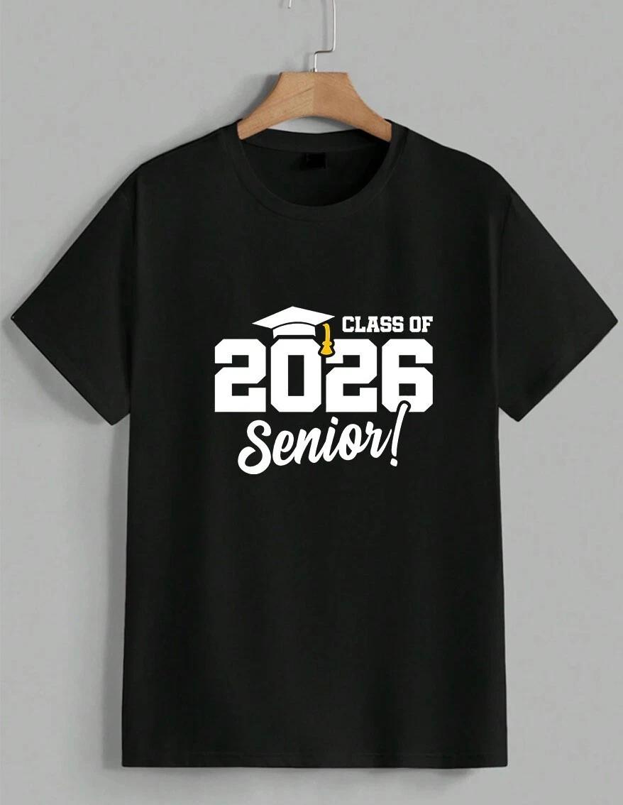 Class Of 2026 Senior T-Shirt Graduation Cap Graphic Tee School Gift Unisex XS