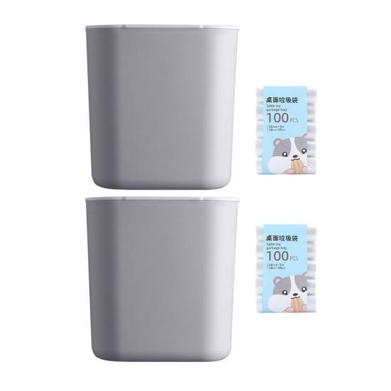 Desktop Trash Can with Flip Cover Mini Trash Bin Home Office Desk Bedside Table Plastic Waste Container