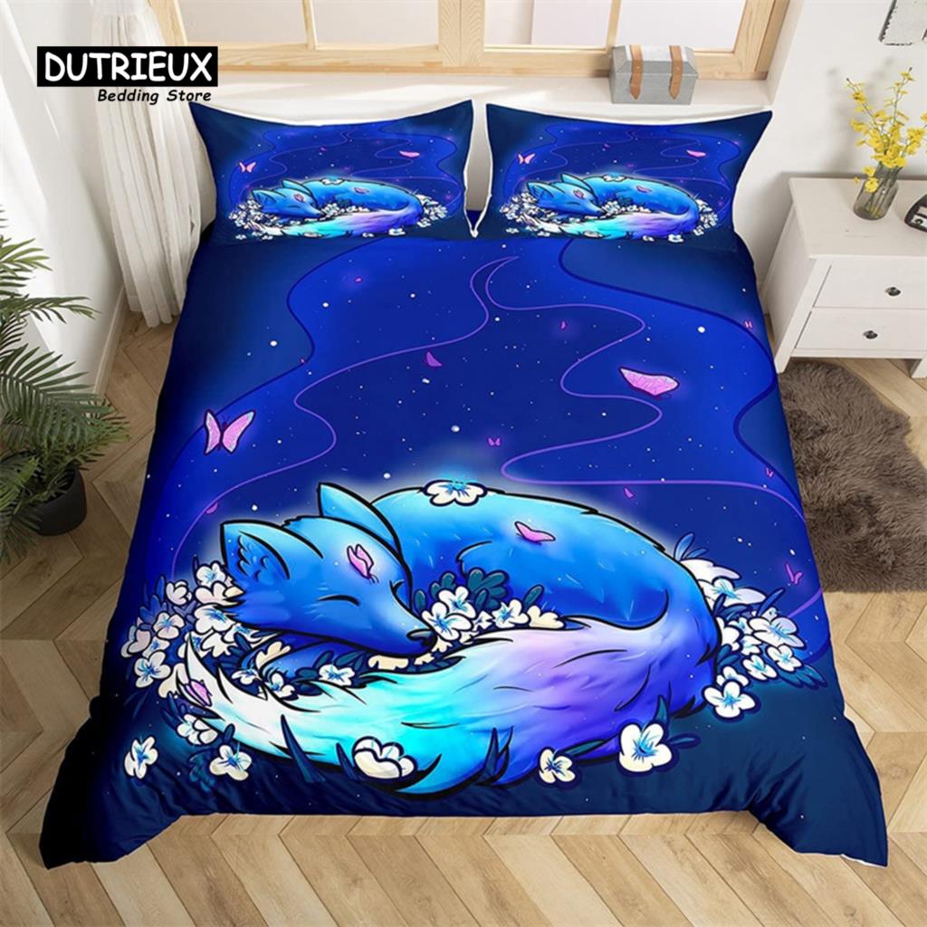 3D Wolf Space Duvet Cover Tiger Lion Animal Pattern Bedding Set Light And Dark Meet Wolf Moon Comforter Cover With Pillowcases