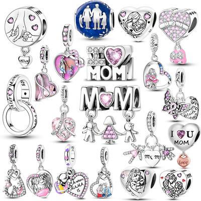 Charms 925 Silver Charms Love Family Forever Mom Pendant Charms Beads Jewelry Fit Originals 925 Bracelet DIY Woman Gift