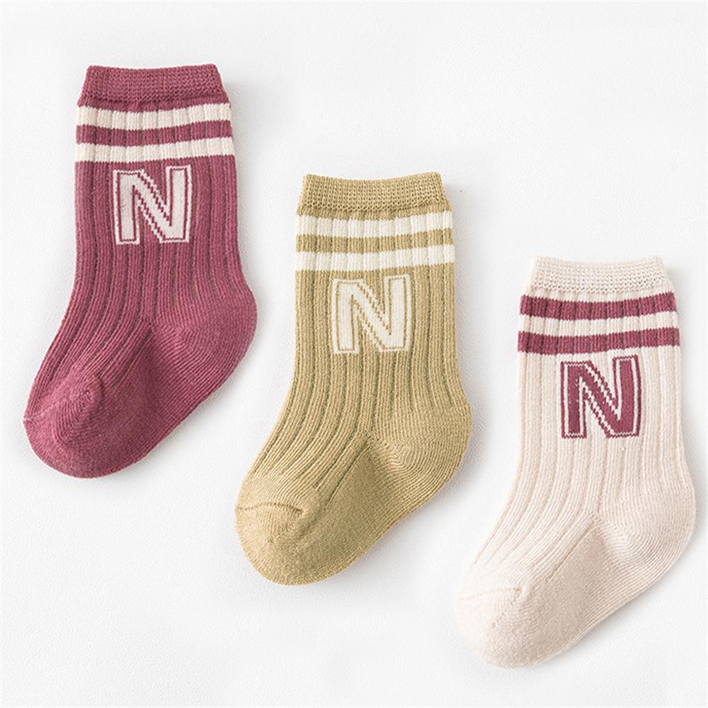 3Pair/Lot Baby Socks Knit Soft Letter Socks Baby Middle Tube Stockings Long Socks for Infant Toddler Boys Baby Girl Accessories
