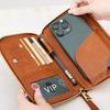 RFID Blocking Passport Holder Covers Case Anti-Theft Travel Wallet Multi-Pockets Zipper Wallet Leather Unisex Travel Accessories