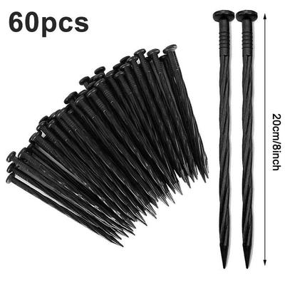 60pcs 8inch Edging Nail Stake Spikes Landscape Edging Garden Border Lawn Landscape Edging Stakes Spiral Pegs Spike