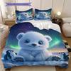 Polar Bear Pattern Bedding Quilt Set Quilt Cover Pillowcase Home Decoration Birthday Gift (1 * Duvet Cover + 2 * Pillowcase, Without Core)