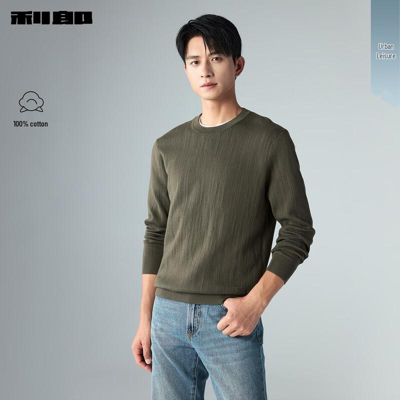 LILANZ Men's Pure Cotton Textured Crew Neck Knit Sweater
