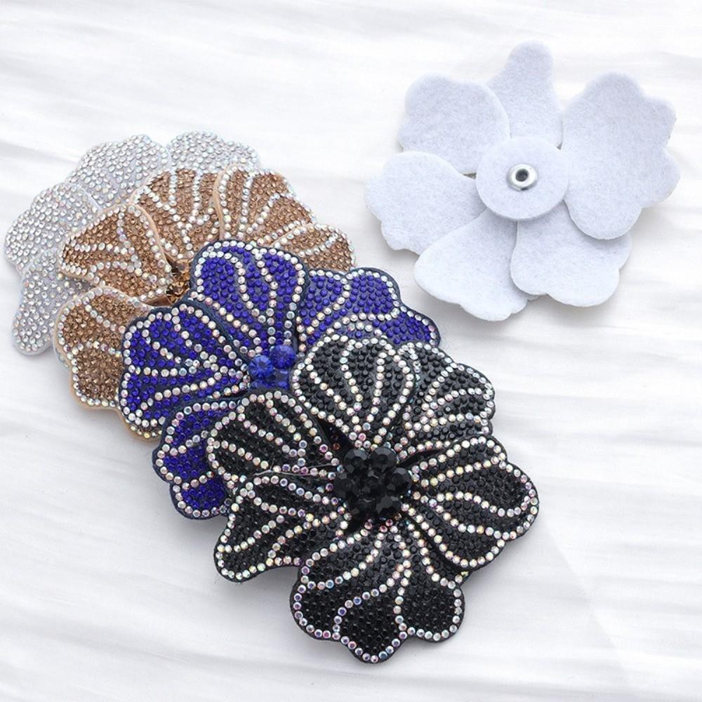 DIY Craft Rhinestone Flower Patches Sparkling Rose Brooch Fabrics Sew-On Applique  Sewing Supplies