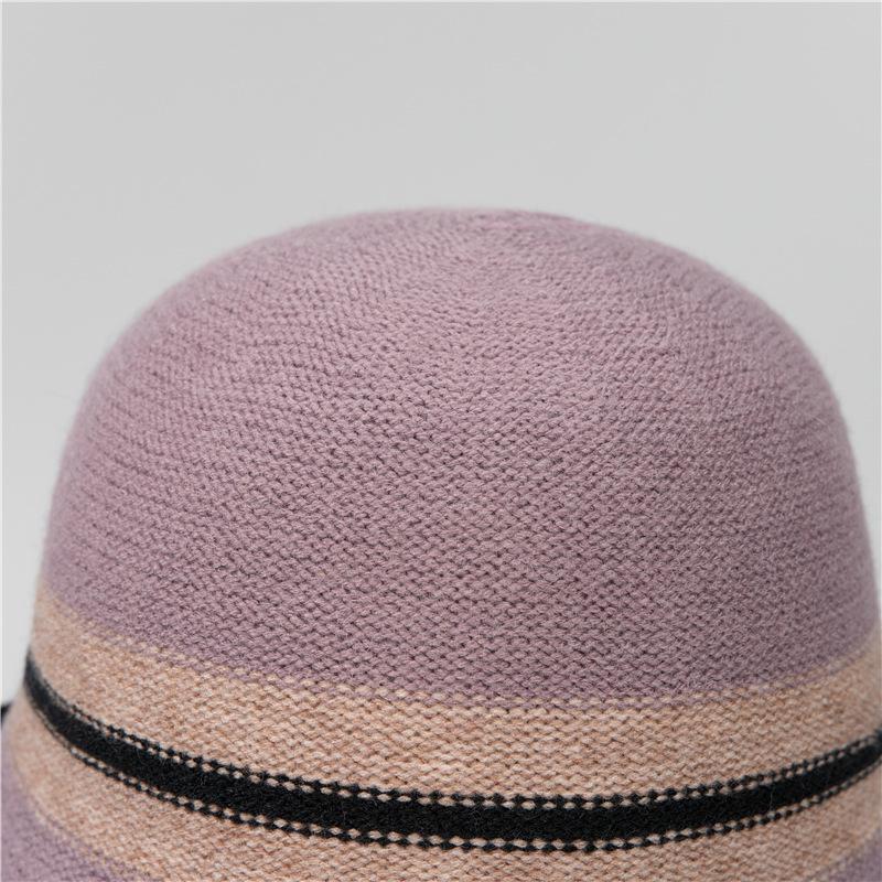 Dome Knitted Bucket Hat Women'S Tide Casual Versatile Mother Crimped Basin Hat Shows Small Face