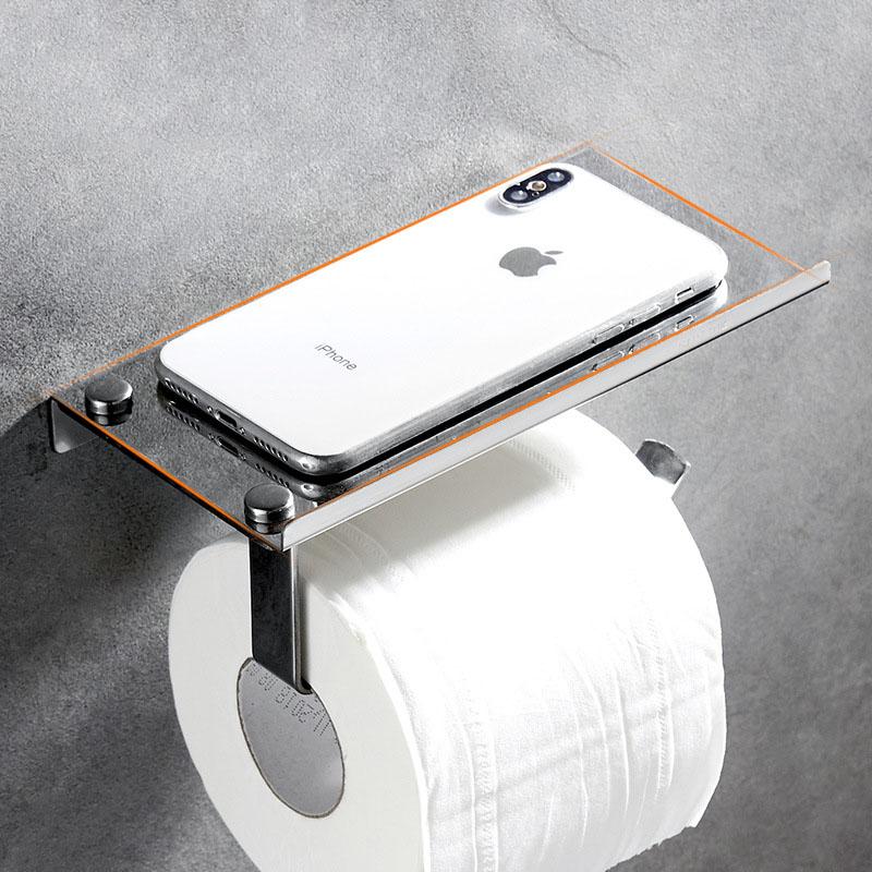 304 Stainless Steel Bathroom Tissue Holder Bathroom Cell Phone Holder Gold/Black Bathroom Cell Phone Holder Toilet Roll Holder