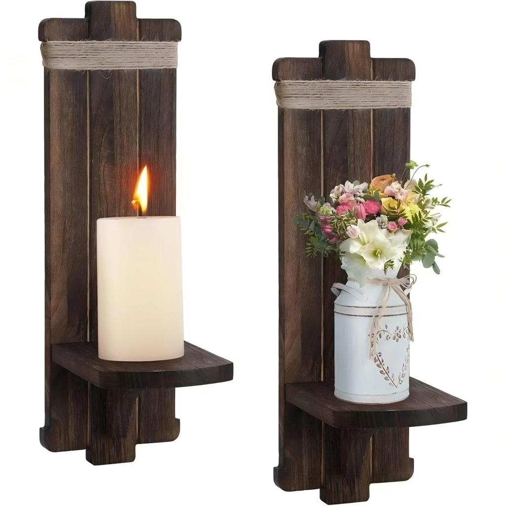 Mensole portacandele in legno rustico da parete, Espositore per candele profumate in stile fattoria per decorazione domestica