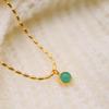 Elegant Korean-Japanese Style Titanium Steel Necklace with Colorfast Natural Stone Pendant - Light Luxury Sweater Chain
