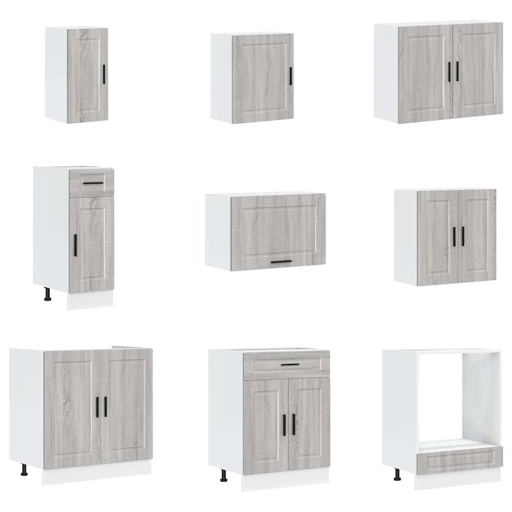 Vidaxl Kitchen Cabinet Set, Porto, 14-Piece, Sonoma Grey Oak