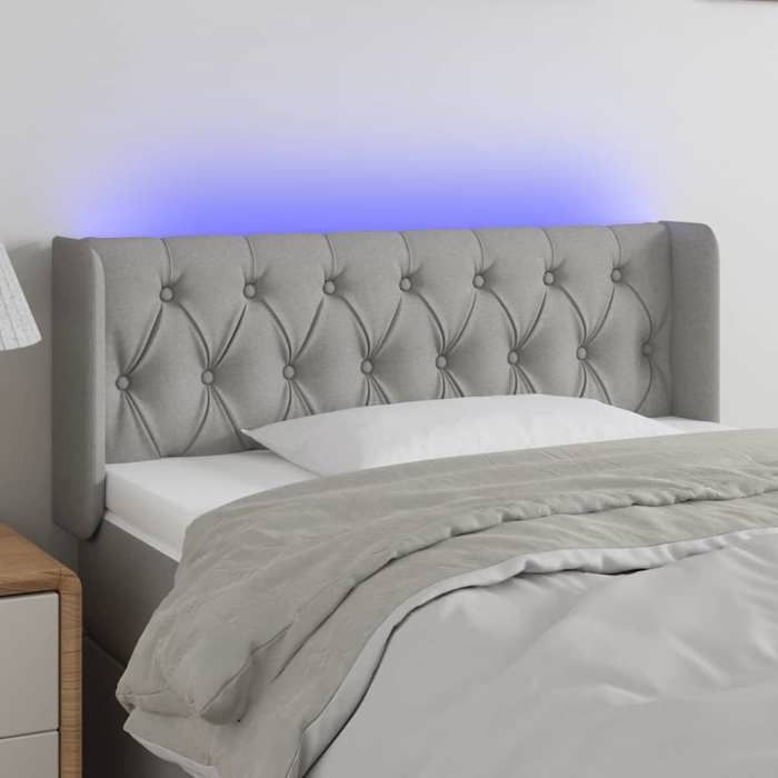 VidaXL LED Headboard Bedroom Furniture Single Bed Accessory Headboard Interior Light Grey 3123554
