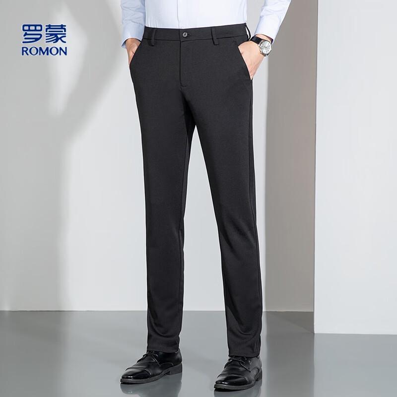 Romon Men's Four-Way Stretch Straight-Leg Business Casual Trousers