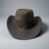 Western Cowboy Hat for Women Men Wide Brim Beach Cowgirls Hat Rolled-Up Felt Fedora Hat with Star Band