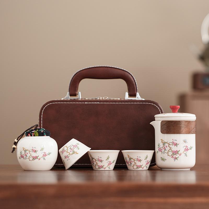 

Chinese portable drinking tea, wisteria flower, ancient rhyme pot, car fast passenger cup, travel kung fu, tea set small set business