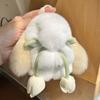 Cute Handmade Soft Lightweight Bow Bunny Car Key Chain Bag Charm 10cm Plush Tulip Rex Rabbit Doll Keychain Pendant for Kids Gift