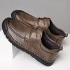 Men Split Leather Business Casual Shoes Summer Punching Leather Comfortable Driving Flats Mens Outdoor Hollow Out Oxfords Shoes