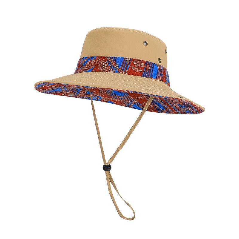 Spring Summer Big Brim Sun Hat National Style Cowboy Fisherman Hat Men Women Outdoor Sun Hat for Mountaineering and Fishing