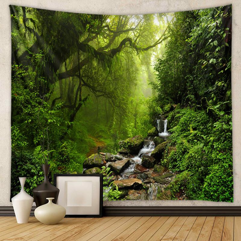 Healing Forest Landscape Tapestry Living Room Office Polyester Large Wall Tapestry Room Decoration items Home Decor