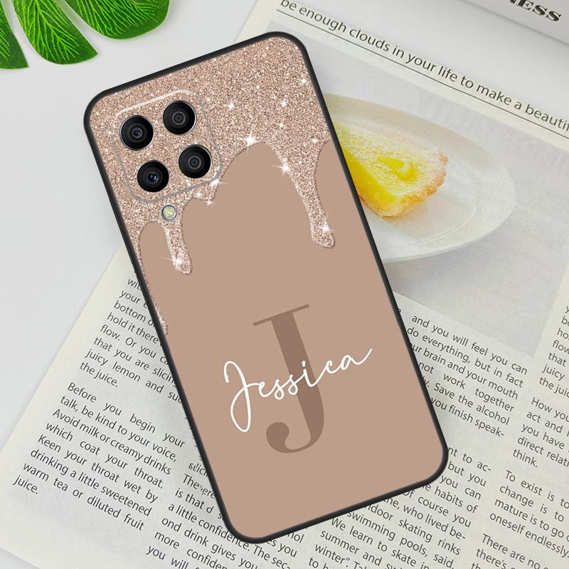 Personalised Name slim glitter Cover For Samsung Galaxy M14 M34 M54 M11 M12 M22 M32 M52 M13 M23 M33 M53 M51 M30s M31s Case
