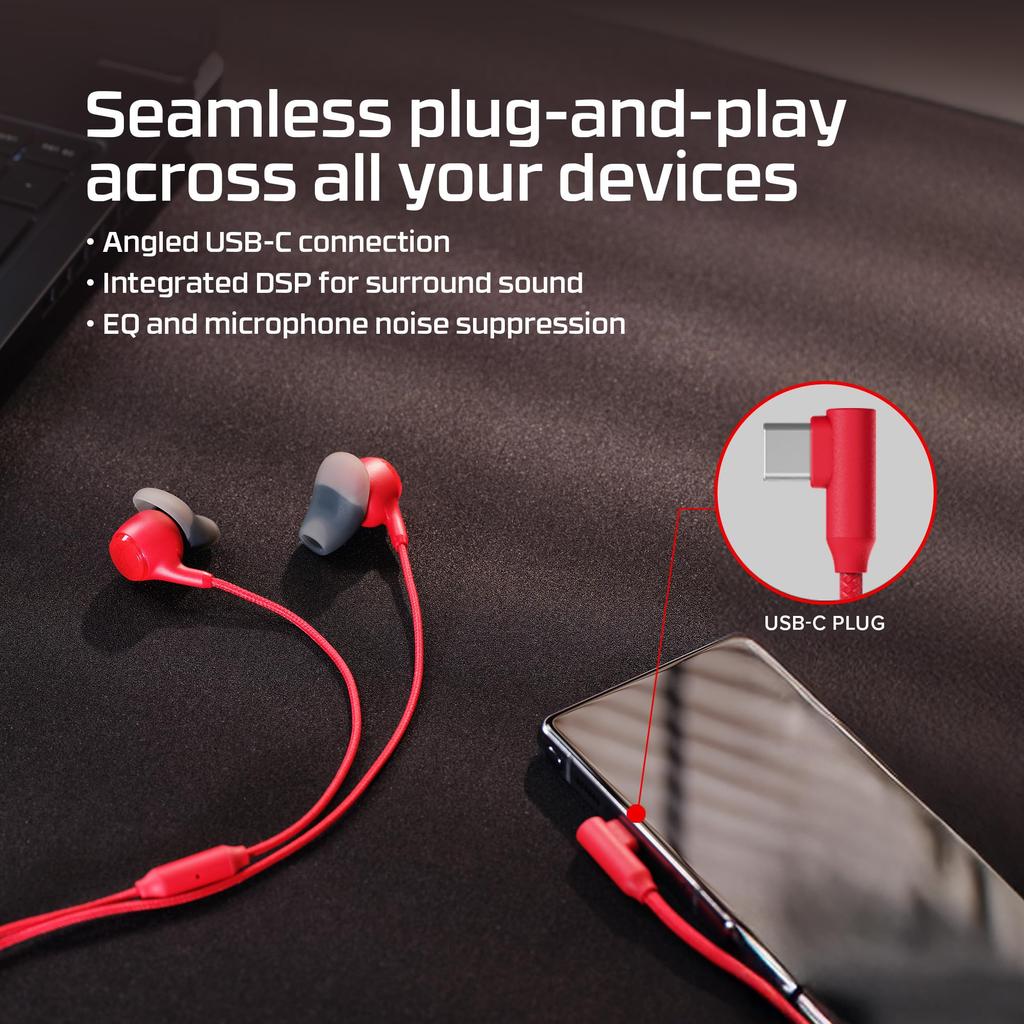 HyperX Cloud Earbuds III S Gaming Official Japanese Distributor Product Earphones, Wired, USB-C, Red, (BN7S2AA)