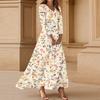 Women's Three-quarter Sleeves Fashionable Floral Print Loose Casual Comfortable Dress