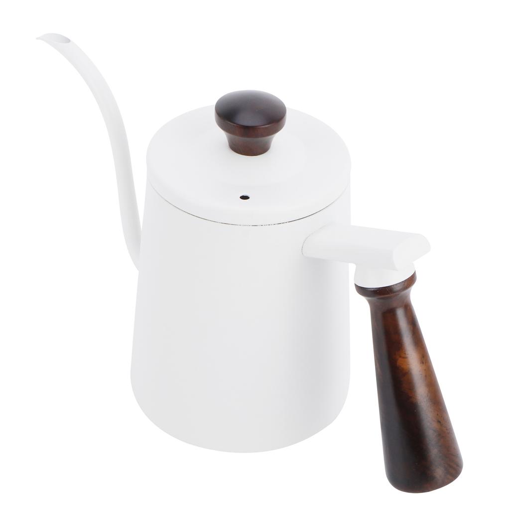 700 ml Handbryggare 304 Rostfritt Stål Lång Pip Kaffebryggare med Trähantag