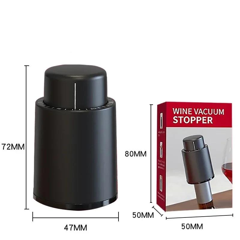 Red Wine Stopper Press-type Vacuum Wine Stopper with Scale Reusable Fresh-keeping Stopper Red Wine Bottle Sealer Bar Tool