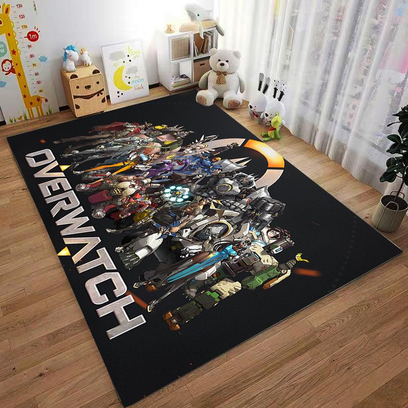 Overwatch full collection printed flannel carpet, non-slip, suitable for bedroom, living room, and children's room decoration