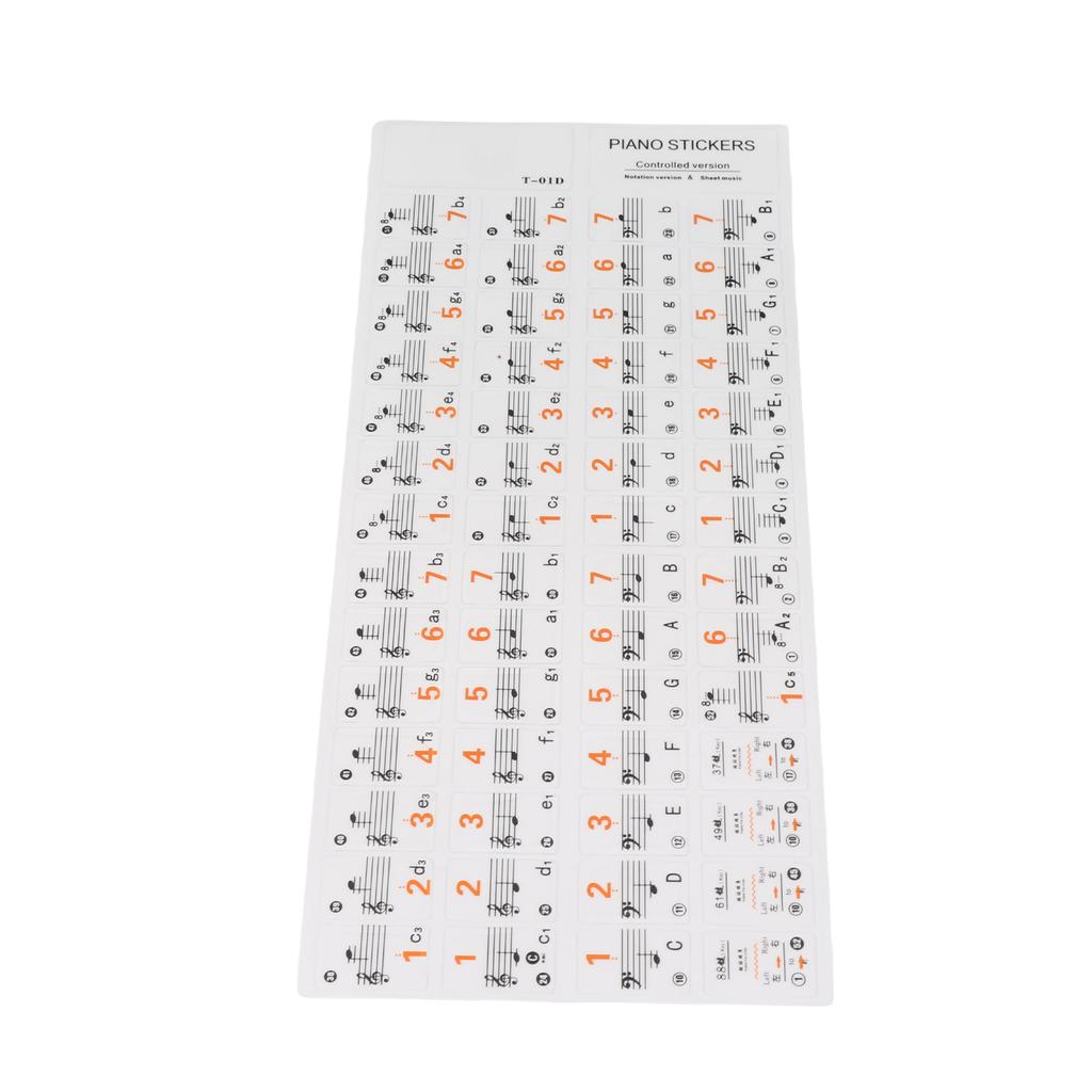 Transparent 37 49 61 Electronic Keyboard 88 Key Piano Stave Note Sticker Notation Version & Sheet Music for White Keys