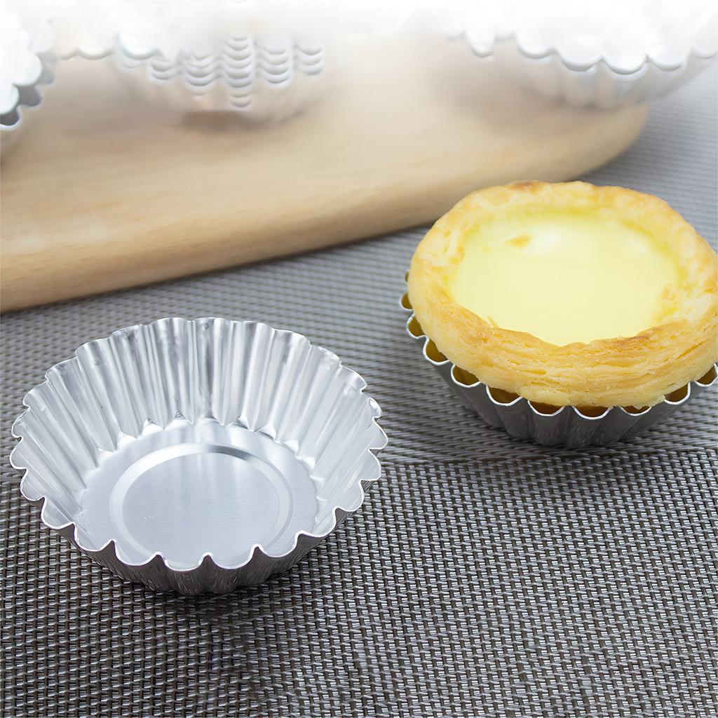 10-50PCS Reusable Aluminum Alloy Egg Tart Mold Cookie Cupcake Baking Mold Muffin Baking Cup Egg Tart Pan Mold Eco-Friendly