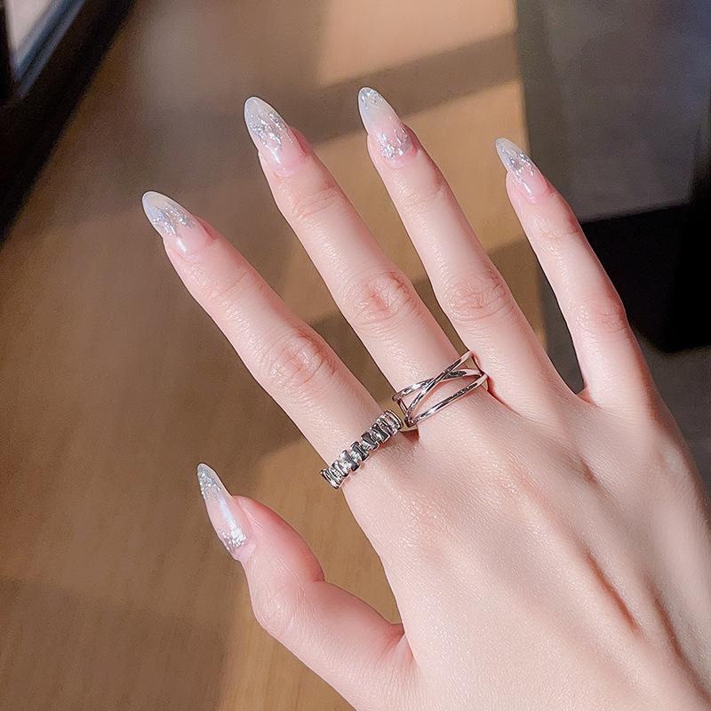 Niche Design Simple Double-Layer Cross Ring Women'S Tide Fashion Personality Adjustable Index Finger Ring