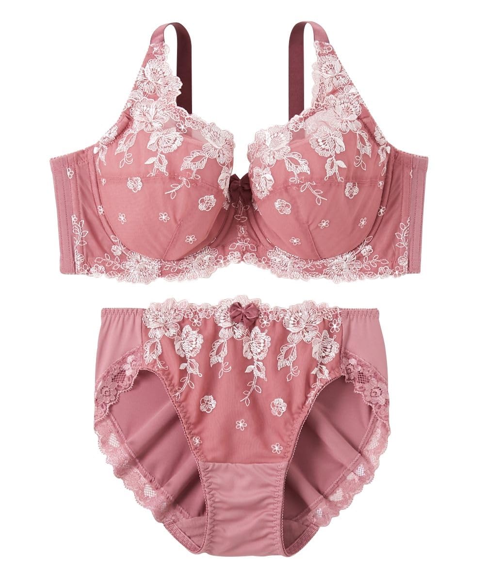 

Inner Embroidered Lace Full Cup Bra and Shorts Set Old Rose [Nissen] Women s Set, (Light Flower) (Triumph), Pink, D75/M
