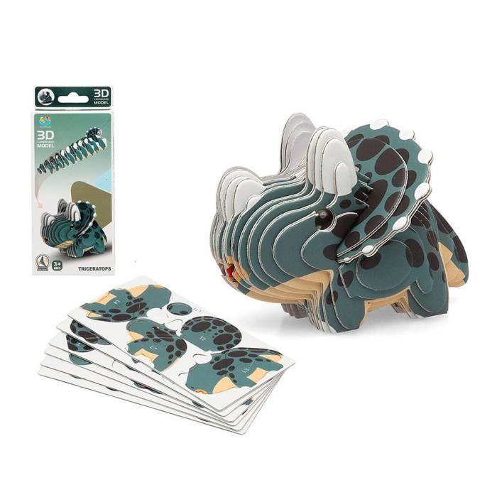 

3D Dinosaur Triceratops DIY Puzzle to assemble - Educational and fun game for children aged 5 and up