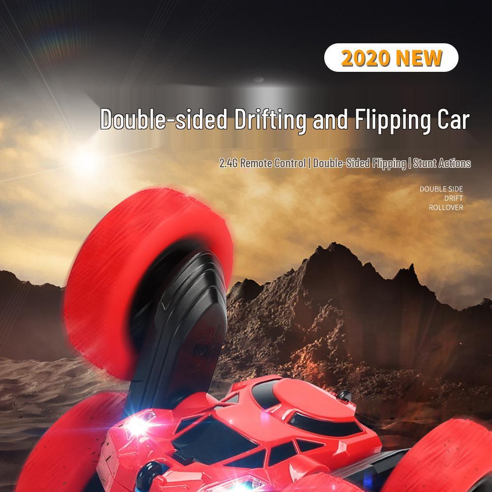 Dual-Sided Stunt Car: High-Speed 360° Rotating Remote Control Toy with Lights for Kids