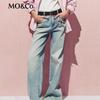 MO&Co. Women's Printed Studded Vintage Wash Jeans